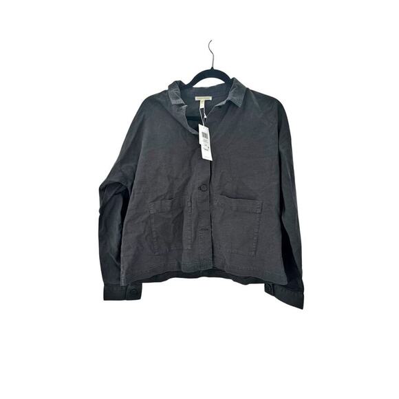 EILEEN FISHER Classic Collar Jacket Long Sleeve Black Size Small NWT - Picture 2 of 12